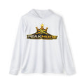 White hoodie with 'Peak Mode' logo on a white background